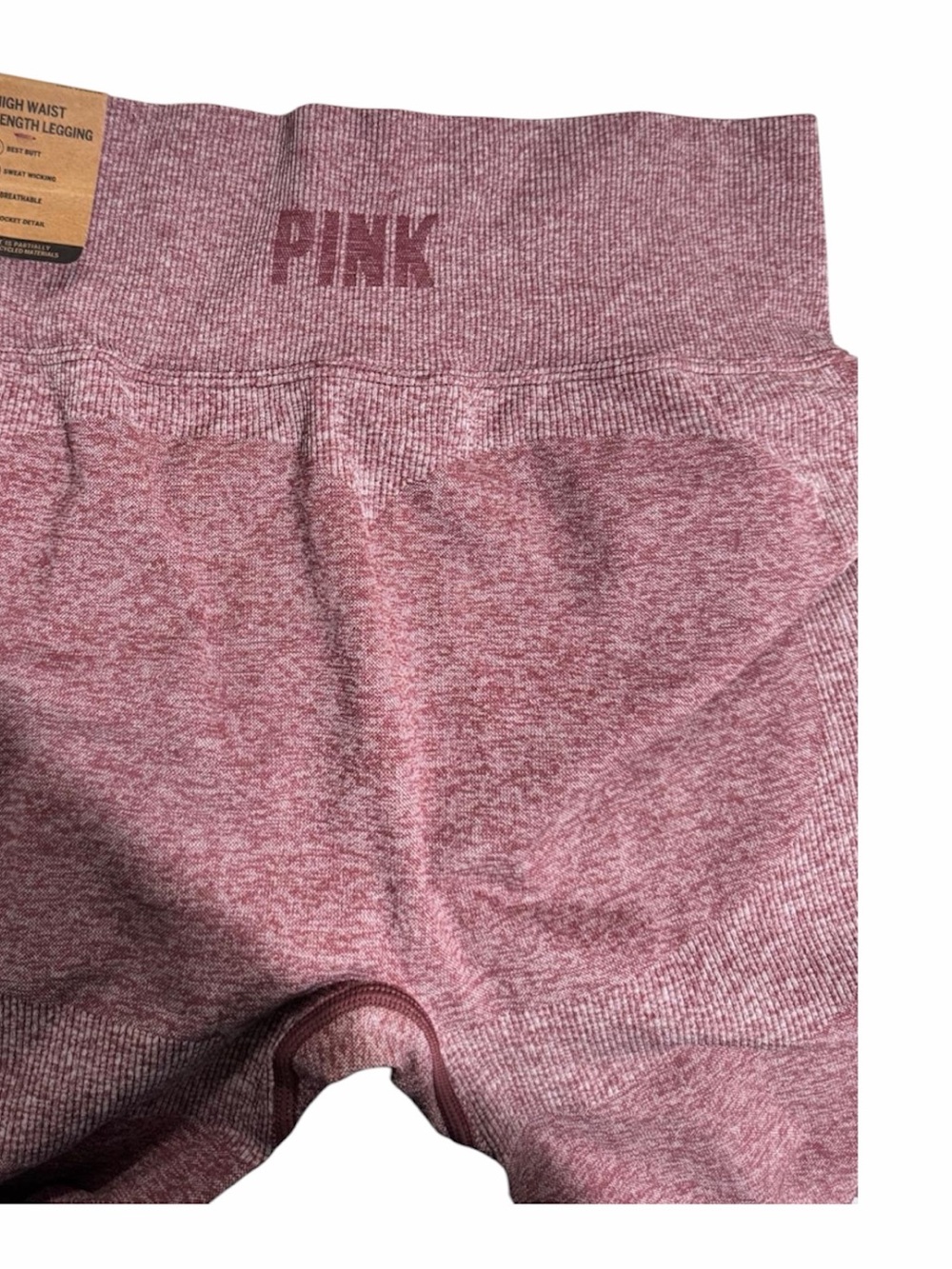 PINK Victoria's Secret Mauve Maroon High-Waist Seam Leggings - Picture 6 of 6